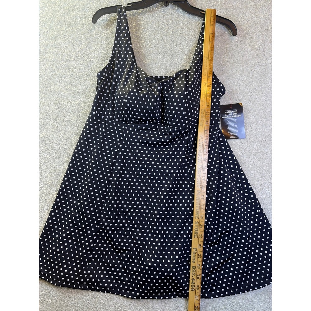 Swimsuits For All Swim Dress Women 16 Black White Polka Dot Retro One Piece NWOT - Picture 8 of 9